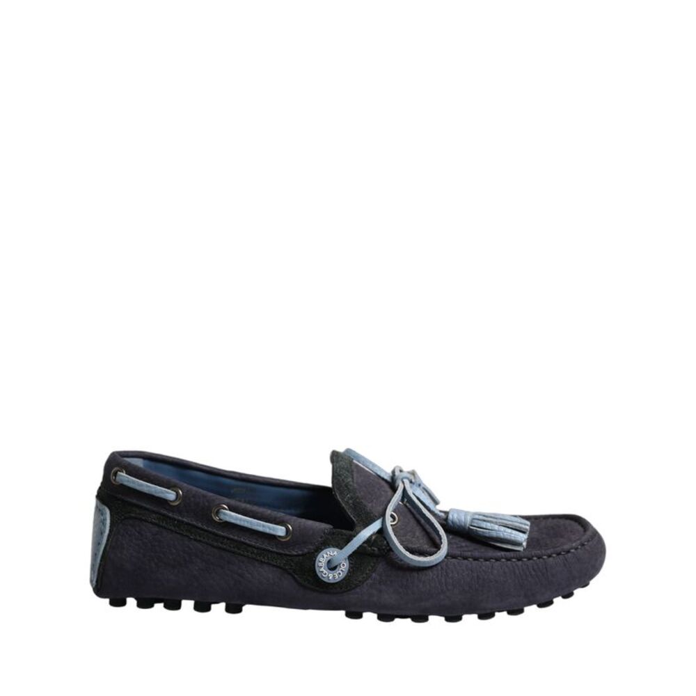 Dolce & Gabbana Navy Blue Suede Leather Tassel Loafers Men's Shoes